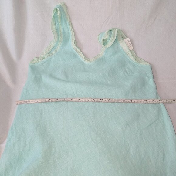 Meo Meli Italian Linen Bias Ruffle Mint Blue Dress Size M - Picture 10 of 15